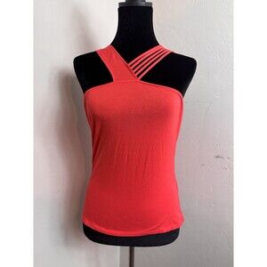 Guess Women's Red Grecian Neck Elegant Top Racerback Large Romance